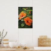 Orange Hibiscus Flower Art Imprimer Poster (Cuisine)