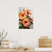 Orange Hibiscus Flower Art Imprimer Poster (Cuisine)