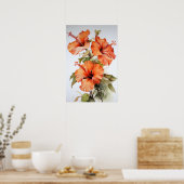 Orange Hibiscus Flower Art Imprimer Poster (Cuisine)