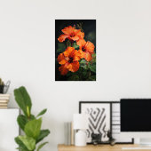Orange Hibiscus Flower Art Imprimer Poster (Bureau à domicile)