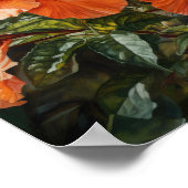 Orange Hibiscus Flower Art Imprimer Poster (Coin)
