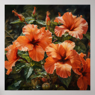Orange Hibiscus Flower Art Imprimer Poster