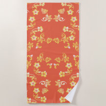 Orange Hibiscus Imprimer Serviette de plage
