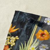 Orange Hibiscus Retro Aloha Shirt Beach Serviette (En situation)