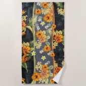 Orange Hibiscus Retro Aloha Shirt Beach Serviette (Devant)