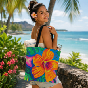 Orange hibiscus sac fourre-tout tropical