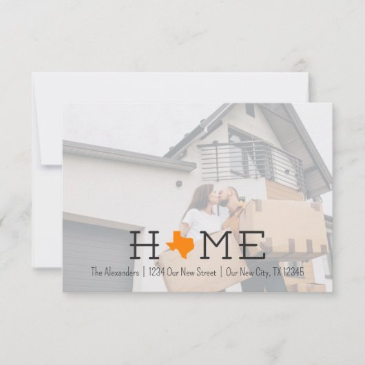 Orange HOME Texas Moving Faire-part (Devant)