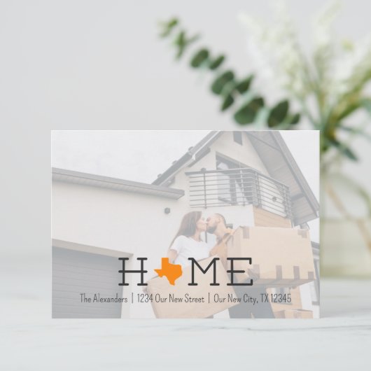 Orange HOME Texas Moving Faire-part (Debout devant)