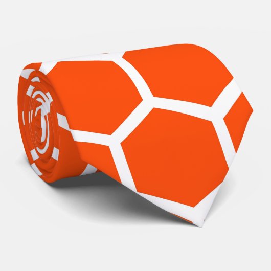 Orange Honeycomb Abstrait Moderne Cravate rétro (Roulé)
