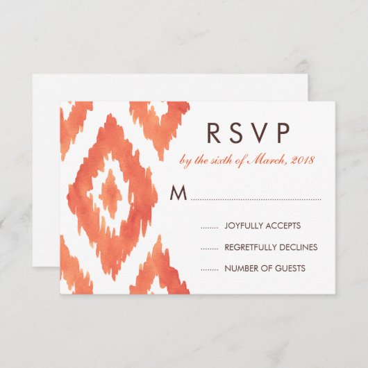 Orange Ikat RSVP (Devant / Derrière)