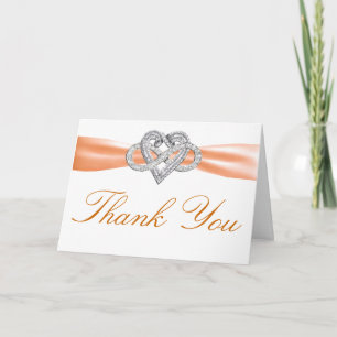 Orange Infinity Heart Carte de remerciements