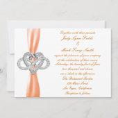 Orange Infinity Heart Faire-part de mariage (Devant)