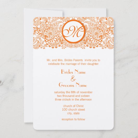 Orange Inséparables Faire-part de mariage Thin Ban (Dos)