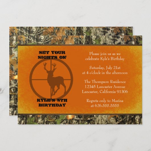 Orange - Invitations d'anniversaire de Camo (Devant / Derrière)