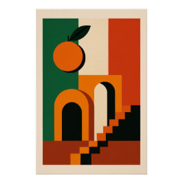 Orange Italiaan - Zonnebrand en Architectuur Perfect Poster