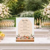 Orange ivory florals arch Bar Drink Menu