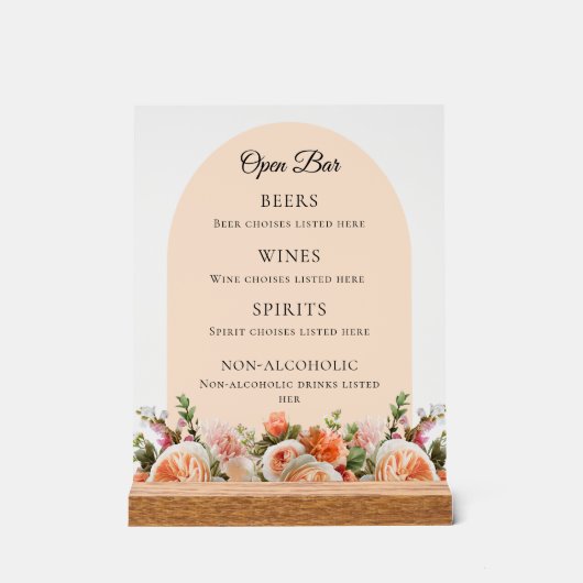 Orange ivory florals arch Bar Drink Menu (Recto)