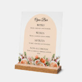 Orange ivory florals arch Bar Drink Menu (Angle)