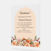 Orange ivory florals arch clear wedding program (Angle)