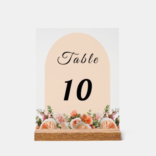 Orange ivory florals arch table number (Recto)
