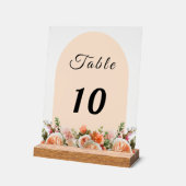 Orange ivory florals arch table number (Angle)