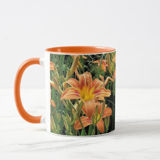 Orange Jardin Fleur Jardin Floral Café Mug (Gauche)