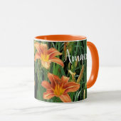 Orange Jardin Fleur Jardin Floral Café Mug (Devant droit)