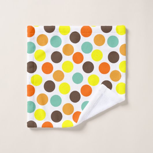 Orange, Jaune, Brown, Points Bleus (Gant de toilette)
