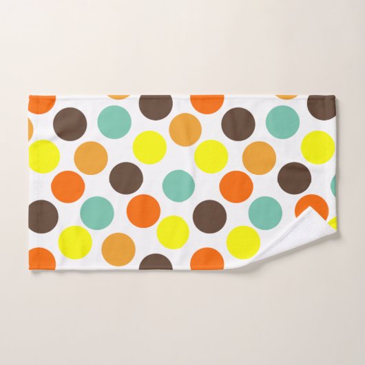 Orange, Jaune, Brown, Points Bleus (Serviette à main)