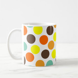 Orange, Jaune, Brown, Points Bleus Café Mug