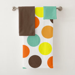 Orange, Jaune, Brown, Points Bleus Serviette de ba