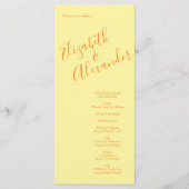 Orange Jaune Clair Peony & Programmes de Mariage R (Devant)