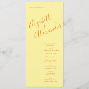 Orange Jaune Clair Peony & Programmes de Mariage R