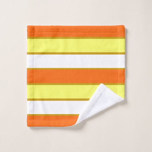 Orange, jaune et White Stripes (Gant de toilette)