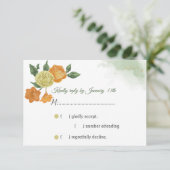 orangé jaune fleurs vert carte réponse rsvp (Debout devant)