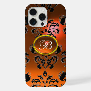 ORANGE JAUNE NOIR DAMASK GEMME MONOGRAMME