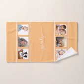 Orange jaune personnalisé photo collage script mon (Serviette à main)