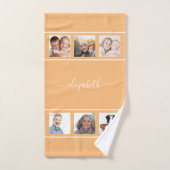 Orange jaune personnalisé photo collage script mon (Serviette à main)