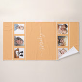 Orange jaune personnalisé photo collage script mon (Serviette de bain)