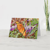 Orange Julia Papillon Ecriture Carte Anniversaire (Devant)