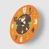 Orange Jungle Safari Monkey Horloge murale (Angle)