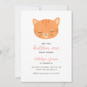 Orange Kitten Girl Invitation Anniversaire (Devant)