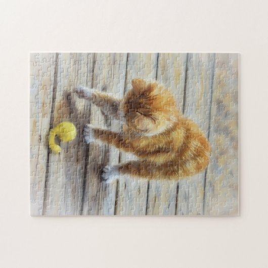 Orange Kitten Jouer avec une souris Puzzle d'art (Horizontal)