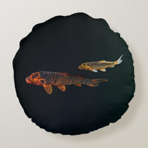 Orange Koi and Gold Koi Rond Kussen