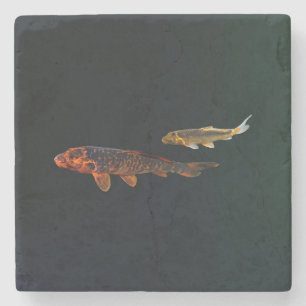 Orange Koi and Gold Koi Stenen Onderzetter