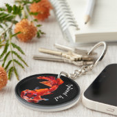 Orange Koi Betta Fighting Fish Sleutelhanger (Voorkant Rechts)