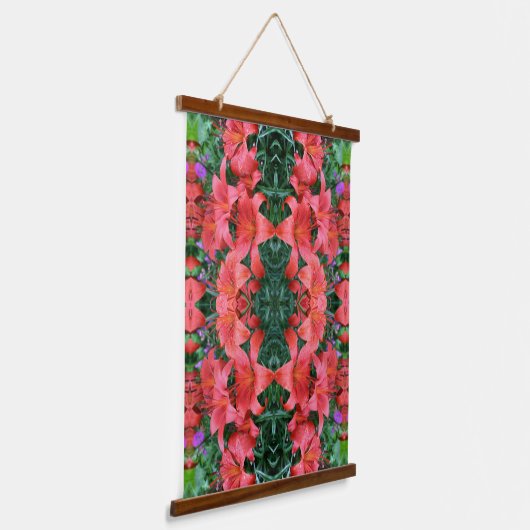 Orange Lilies Abstract Pattern  Hangend Wandkleed (Gebogen)