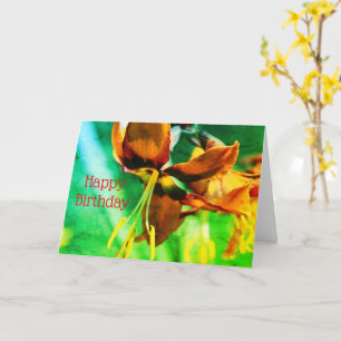 Orange Lily Floral Art Customisé carte d'anniversa