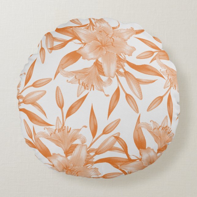 Orange Lily Flower Signifiant Coussin rond (Devant)