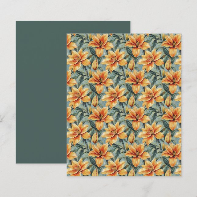 Orange Lily & Sage Background Scrapbook Paper (Voorkant / Achterkant)